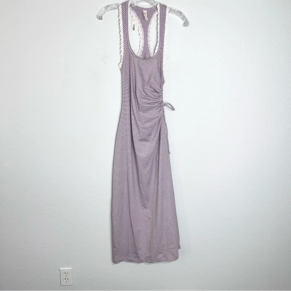 Anthropologie Daily Practice Midi Dress Women’s XS Stripe Game Time Ruched B24 - Picture 2 of 13